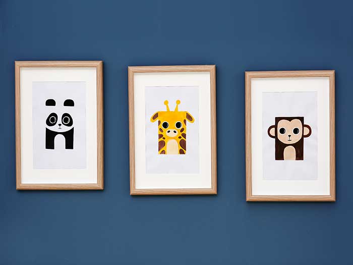 3 frames of animals